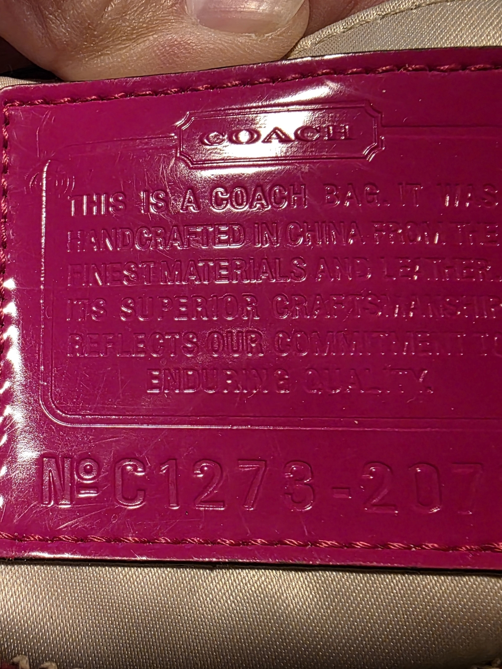 COACH Fuchsia Quilted Patent Satchel Handbag - Picture 3 of 12